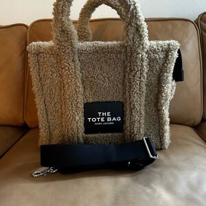 Marc Jacobs Tan Shearling Tote with Black Strap